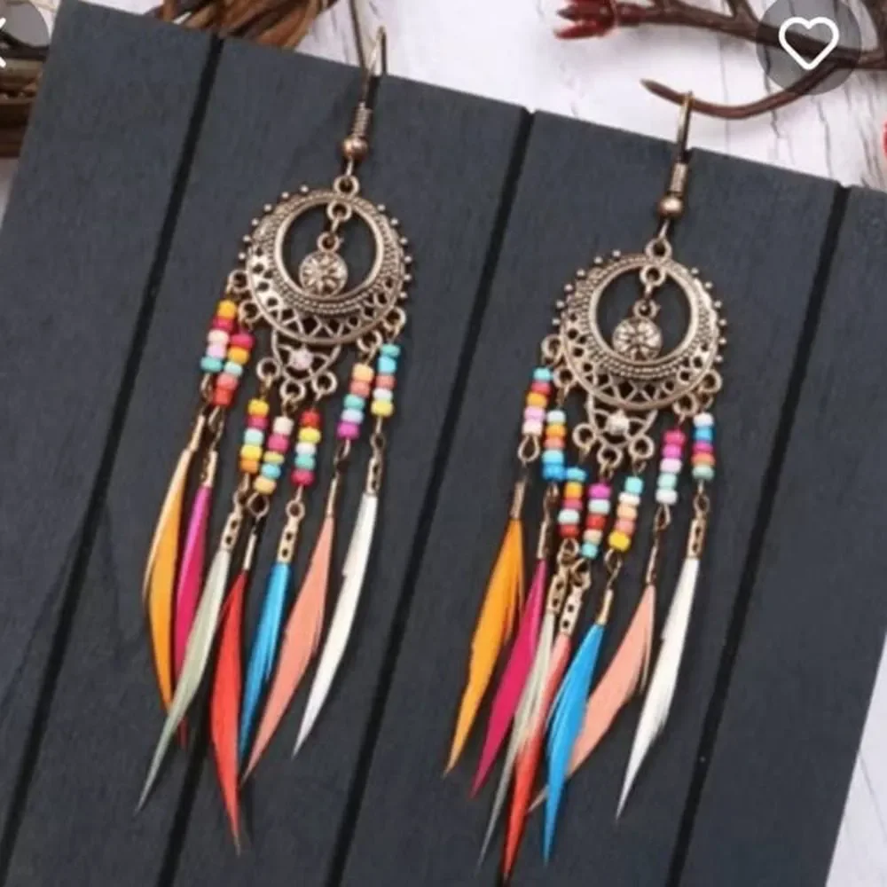 Boho Long Beads Tassel Dangle Drop Earrings Colorful Multicolored